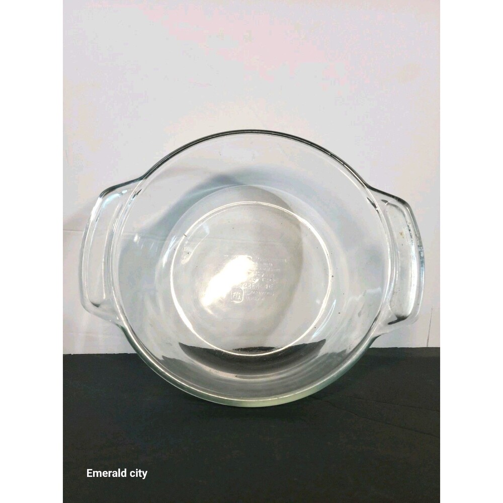 Vintage Anchor Hocking Ovenware 9” Clear Glass Round Casserole Dish 1.5 Qt